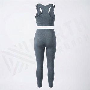 ชุดโยคะไร้ตะเข็บไซส์ใหญ่ บรา กางเกงเลกกิ้ง พร้อมเข็มขัดลูกไม้ ชุดออกกำลังกาย ชุดฟิตเนส ชุดกีฬา ขายส่ง รับทำโลโก้ - Product Image 2