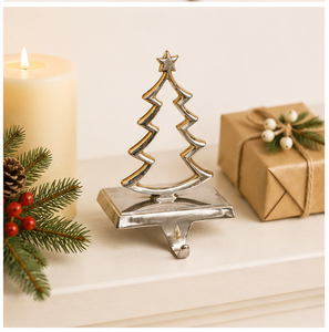 Heavy Duty Silver Metal 3D Christmas Tree <b>Stocking</b> <b>Holder</b> For Mantel Weighted Non-Slip Fireplace Hanger Hook For Holiday Festive - Product Image 6