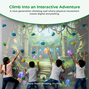 Mur d'escalade intérieur pour enfants |   Système de jeu interactif Eshark |   ABS et gonflables |   8 pieds x 6 pieds |   INEK00016 - Product Image 2