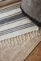 Tapis en coton jacquard réversible fait main, décoration bohème, tapis de sol à franges rayé, tapis doux pour salon, motif abstrait