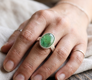Natural Oval Shaped <b>Emerald</b> Gemstone <b>Ring</b> for Men Women 925 Solid Sterling <b>Silver</b> Wedding Trendy Everyday Jewelry for Wholesaler - Product Image 6