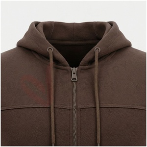Ensemble de survêtement marron à capuche pour homme, manches longues, fermeture éclair sur le devant, couleur unie, respirant, coupe décontractée, idéal pour l'automne - Product Image 4