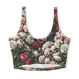 Sujetador deportivo vintage con estampado floral de rosas, con logo personalizado, transpirable y cómodo para yoga, elegante. - Product Image 6