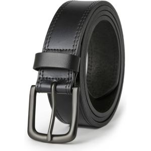 Ceinture en cuir véritable pour homme, ceinture classique en cuir de vache marron avec boucle en métal durable, pour tenue formelle et décontractée - Product Image 3