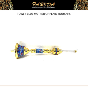 Hot Selling Good Quality Traditional Handmade Stainless Steel Egyptian Tower Blue Mother of Pearl <b>Hookahs</b> for Wholesale Purchase - Product Image 4