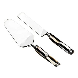 Rose Gold Stainless Steel <b>Cake</b> Tool Set With Rose Gold White Resin Handmade Design Handle <b>Cake</b> <b>Server</b> and Slicer Set - Product Image 3