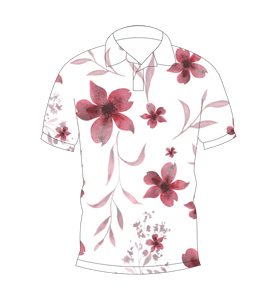Polo pour homme blanc à imprimé floral bordeaux, décontracté, à manches courtes, mode été, chemise de golf - Product Image 1