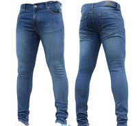 Celana Jeans Skinny Pria Model Push Up High Rise Bahan Denim Stretch Warna Biru Muda