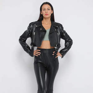 Chaqueta de Cuero Genuino para Mujer al por Mayor, Diseño Personalizable, Transpirable e Impermeable, Forro de Nailon Ecológico - Product Image 3