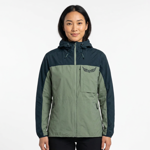 <b>Men's</b> Hooded Waterproof Zipper <b>Jacket</b> Green Navy Color Blocking Embroidered Logo Casual Outdoor Autumn Wear - Product Image 6
