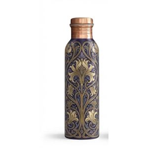 Bouteille d'eau en cuivre pur à motif botanique imprimé sur mesure, écologique, anti-fuite, en métal, pour le sport, vente en gros pour cadeaux - Product Image 3
