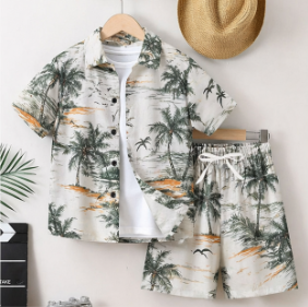 Men's Casual Summer Shirt 300Grams Breathable Anti-Pilling Satin Fabric Short Sleeve Floral Printed Design satin 100% polyester - Product Image 2