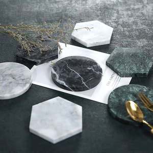 2026 Custom Round White/Black/Green Stone Marble <b>Tea</b> Coaster <b>Set</b> for Drinks - Product Image 1
