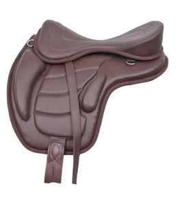 Directo de Fábrica, Silla de Montar Inglesa sin Arzón de Cuero Sintético y Ante con Herrajes Niquelados, Tallas 14-18, Producto de India - Product Image 1