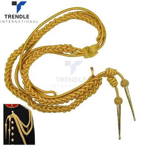 สายสะพายไหล่แบบถักเคลือบเมทัลลิกสีทอง Aiguillette ทำจากผ้าฝ้าย/ไนลอน คุณภาพพรีเมียม สำหรับงานพิธี สามารถปรับแต่งได้ เหมาะสำหรับเครื่องแบบ - Product Image 2