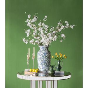Elegant Floral Design 21.5x21.5x25\" Round <b>Console</b> <b>Table</b> with Mirrored <b>Silver</b> Finish - Product Image 6