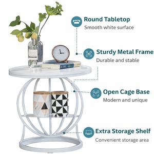 Table d'appoint industrielle en fer forgé avec plateau en pierre, petite table de rangement de chevet, table à thé moderne, table de cocktail pour salon - Product Image 6
