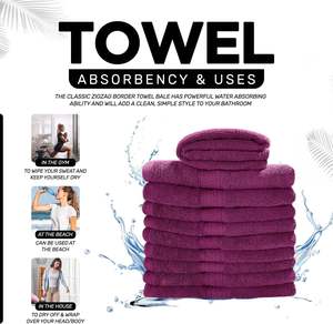 Serviette de bain en coton de luxe, douce, violette, légère, séchage rapide, absorbante, de qualité supérieure, pour hôtel, salle de bain, spa, plage - Product Image 5