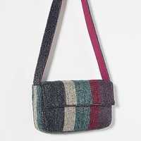 Sac à bandoulière de soirée bohème fait main en polyester, orné de perles et de sequins brodés, avec fermeture auto-agrippante, idéal pour les voyages