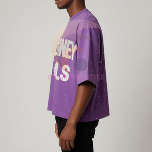 Camiseta Personalizada para Hombre 100% Algodón, Diseño con Piedras Preciosas y Lavado Ácido, Estilo Vintage Desgastado - Product Image 3