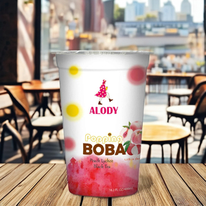 Alody Taiwán venta directa de fábrica melocotón lichi fruta té jugo fresco Boba tapioca bola té negro Rosa bebida tazas - Product Image 3