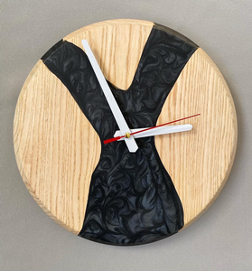 Horloge murale en bois de résine époxy de qualité supérieure, idéale pour offrir en cadeau, décoration d'intérieur, pièce d'art luxueuse finition polie pour restaurant, hôtel - Product Image 2