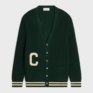 Cardigan en tricot pour femme, manches longues, col en V, style preppy, motif alphabet, fermeture boutonnée, longueur normale - Product Image 1