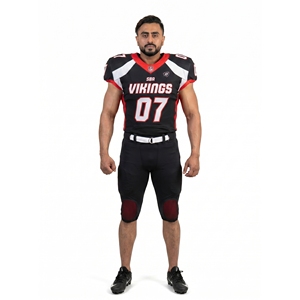 Ensemble d'uniformes de football américain personnalisés avec nom d'équipe imprimé par sublimation, maillot et pantalon d'entraînement en maille Spandex épaisse pour hommes adultes - Product Image 1