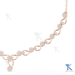 Collar llamativo de oro macizo de 14K/18K con diamantes cultivados en laboratorio, diseño de círculo pavé y gota abierta, joyería para mujer para aniversario o boda - Product Image 2