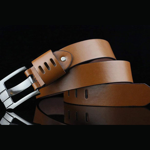 Ceinture en cuir de vache marron avec boucle rectangulaire en acier, style décontracté et durable - Product Image 6