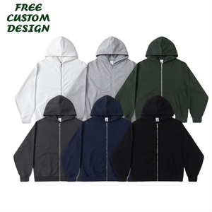 Sweat à capuche zippé blanc surdimensionné pour homme, 100 % coton molletonné, coupe classique, couleur unie, idéal pour l'automne - Product Image 6