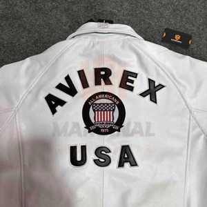 Custom Made Outdoor Best Selling Genuine Cowhide Avirex <b>Jackets</b> New High Quality Stylish Windproof White Leather Avirex <b>Jackets</b> - Product Image 6