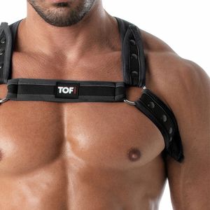 Harnais Kinky pour Homme Noir, Vêtement de Club Fetichiste, Harnais de Poitrine Ajustable en Similicuir, Écologique et Respirant avec Dentelle - Product Image 6