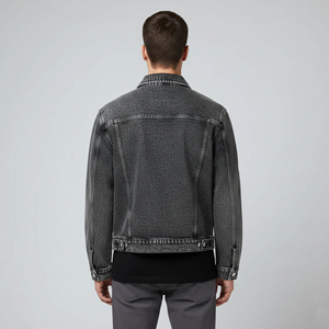 High Quality Custom Made 100% Cotton 14 OZ Denim Jacket Men's Custom Embroidery Front Contrast Stitched Breathable Eco-Friendly - Product Image 2