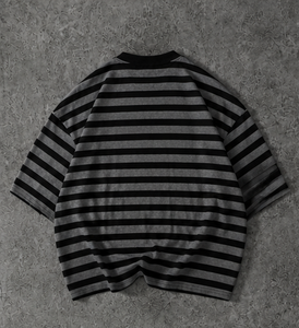 เสื้อเชิ้ตลำลองผ้าฝ้ายลายทางสำหรับผู้ชาย แขนสั้น ปกพับได้ - Product Image 6