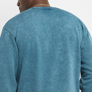 เสื้อสเวตเชิ้ตคอกลมสีน้ำเงินสำหรับผู้ชาย แขนยาว สีพื้น ผ้าฝ้ายล้างทำความสะอาดได้ สวมใส่สบาย ทรงปกติ เหมาะสำหรับฤดูใบไม้ร่วง - Product Image 5