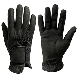 Summer Horse Riding <b>Gloves</b> <b>Warm</b> Leather Windproof Anti-Slip Drawstring Closure Equestrian Outdoor Riding Training <b>Gloves</b> - Product Image 1