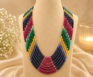 Best Quality Trendy Brass Real Sapphire 592 Carats 7 Rows Classic Necklace <b>Set</b> for Women Gift Weddings Anniversaries Party - Product Image 2