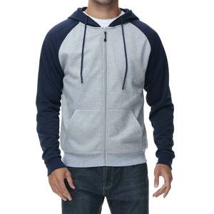 Sudadera con capucha de forro polar para hombre, con bloques de color, estilo casual, con cremallera completa, mangas raglán y bolsillo, ropa deportiva - Product Image 5