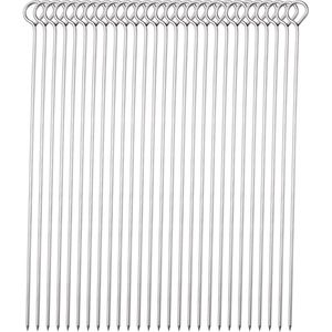 Confezione da 30 Spiedini per Barbecue in Acciaio Inox da 10 Pollici, Spiedini per Shish Kebab, Utensili per Barbecue in Metallo - 30P - Product Image 1