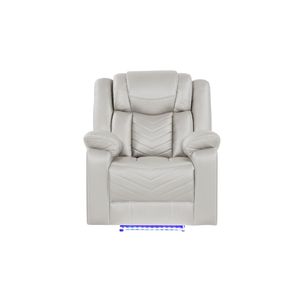 Canger Modern Contemporary LED Power <b>Recliner</b> Chair Beige with Wood and Metal Frame - Product Image 1