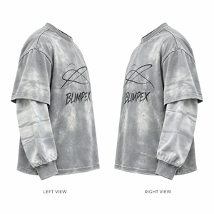 Sudadera Unisex Personalizada con Mangas en Capas, Estilo Oversize, Lavado Ácido, Gráfico Desgastado, Cuello Redondo de Felpa Francesa, OEM, Marca Privada - Product Image 5