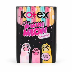 Serviettes hygiéniques Kotex Mini Meow Super Soft 24 cm |   Produits d'hygiène féminine haut de gamme - Product Image 1