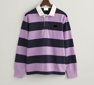 Polo de rugby à manches longues pour homme, personnalisé avec logo, 100 % coton, à rayures, fabrication OEM, grammage lourd, vente en gros - Product Image 3