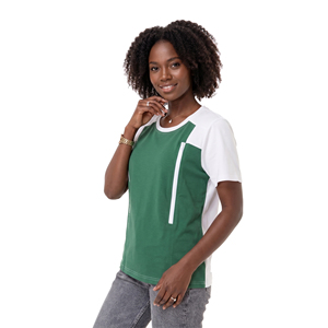Camiseta de Maternidad de Manga Corta Verde y Blanca para Mujer, 100% Poliéster, Prenda Ligera y Transpirable para Verano - Product Image 1