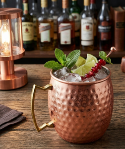 Pure Copper Moscow Mule Mug - Handmade Hammered Copper Cocktail Mug with Brass Handle, Premium 100% Solid Copper Beer Mug - Product Image 1