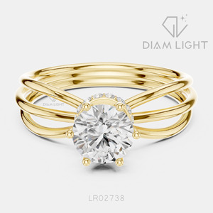Bague de fiançailles en or blanc 14 carats avec diamant de laboratoire certifié IGI 0,80 carat, taille ronde, halo caché, bande pavée F+ VS+, cadeau de mariage - Product Image 5
