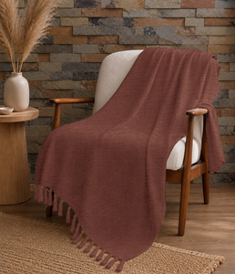 Factory Price Wholesale Handloom Cotton Throw Solid <b>Brown</b> Color Living Room <b>Sofa</b> <b>Bed</b> Runner All-Season Decorative Woven - Product Image 1