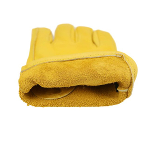 Guantes de Trabajo de Cuero Vacuno de Primera Calidad para Hombre, Resistentes a la Abrasión, Duraderos, con Soporte para el Pulgar, Color Amarillo - Product Image 2
