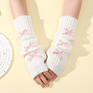 Gants sans doigts en coton et élasthanne pour femmes, anti-boulochage, compatibles écran tactile, mitaines chaudes à demi-doigts - Product Image 3